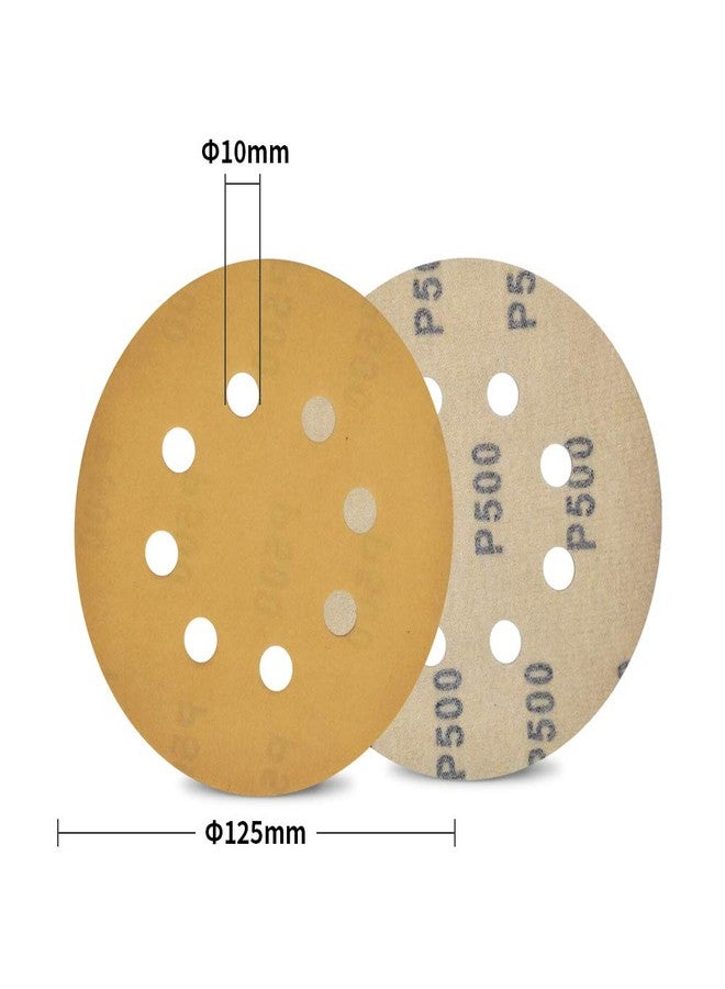 SPEEDWOX 50 Pcs 5 Inches 8 Hole Sanding Discs 500 Grit Dustless Hook and Loop Sandpaper for Random Orbital Sander Yellow Finishing Discs for Automotive Woodworking - Image 5