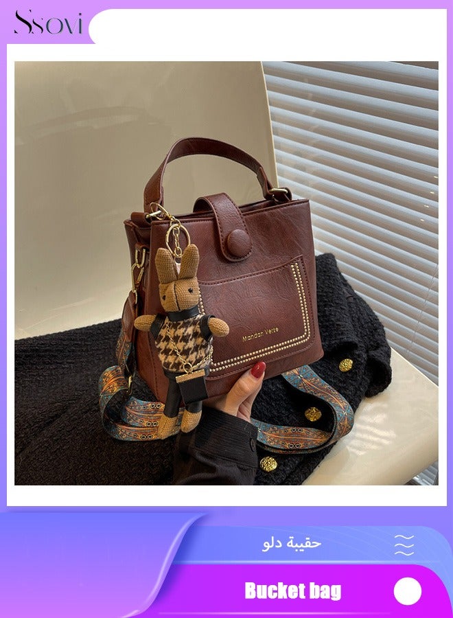 Ssovi Retro High-end Women's Bag New Fashion Shoulder Messenger Bag Niche Design Portable Commuter Bucket Bag  - Image 1