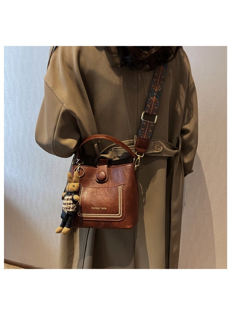 Ssovi Retro High-end Women's Bag New Fashion Shoulder Messenger Bag Niche Design Portable Commuter Bucket Bag  - Image 5