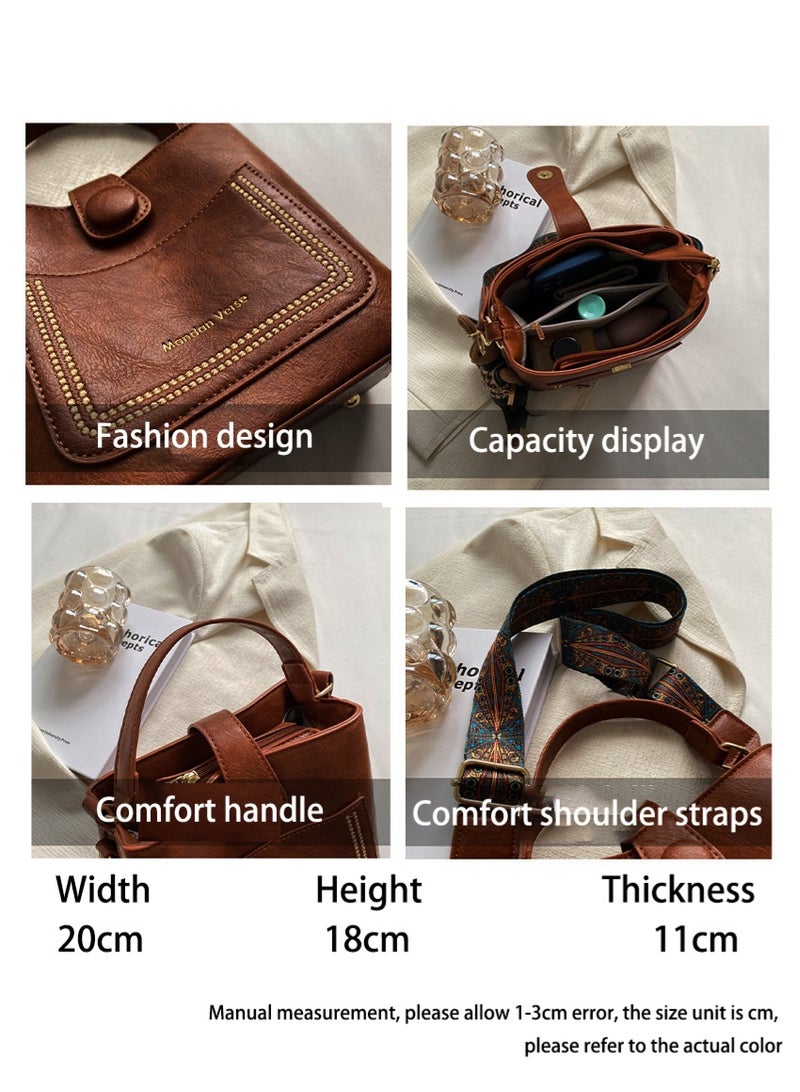 Ssovi Retro High-end Women's Bag New Fashion Shoulder Messenger Bag Niche Design Portable Commuter Bucket Bag  - Image 2