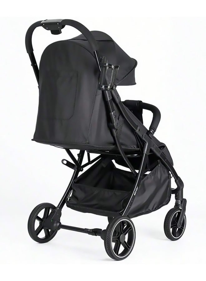 Luxury Baby Stroller - High-Landscape Lightweight Travel Stroller with Adjustable Backrest, One-Hand Fold, Large Sun Canopy, 4-Wheel Suspension, Multi-Position Recline for Newborns to Toddlers