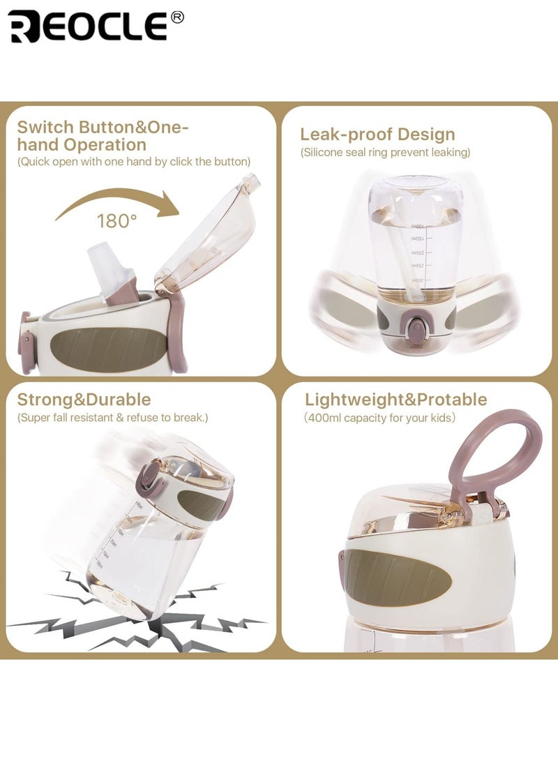 ريوكل زجاجة ماء بسعة ٤٠٠ ملل مقاومة للتسرب مع شفاط مقبض محمول متين بدون بي في سي بلاستيك مقاوم للكسر غسيل يدوي تصميم للقهوة المثلجة والمشروبات - Image 3