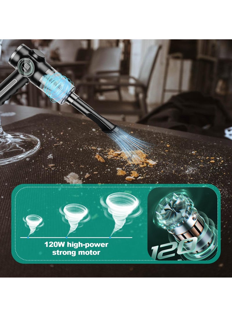 مُكنسة كهربائية محمولة بدون سلك، مكنسة كهربائية صغيرة بقوة 4000 باسكال، مكنسة كهربائية 2 في 1 للسيارة، مكنسة محمولة لتنظيف شعر الحيوانات، للسيارة، المنزل، المطبخ، والمكتب - Image 2