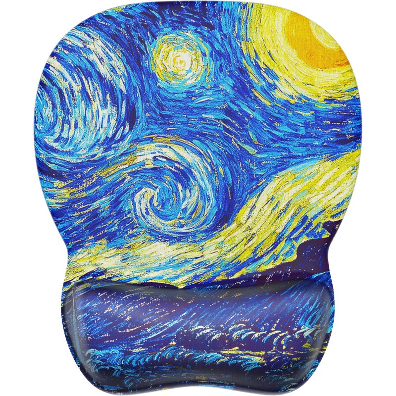 MROCO Ergonomic Mouse Pad with Gel Wrist Rest, Smooth Wrist Support Surface, Non-Slip PU Base for Pain Relief, Comfortable Mousepad for Computer, Laptop, Office & Home, 9.4 x 8.1 in, Starry Night - Image 1
