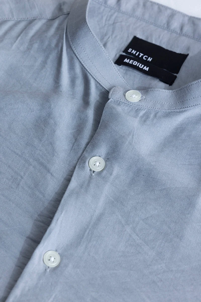 سنيتش Light Blue Solid Long Sleeve Slim Fit Casual Shirt