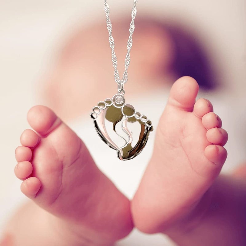 LOTUS-A Mom To Be Gift - Baby Feet Pendant Necklace with a Message Card Pregnancy Present for First Time Moms Expecting Women Pregnant Wife Sister Daughter Mother's Day Christmas Birthday - Image 3