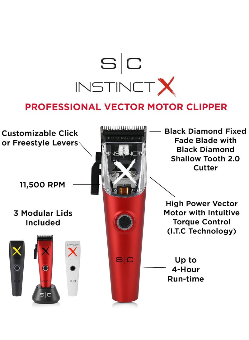 Stylecraft Instinct-X Cordless Hair Clipper Professional Vector Motor with Intuitive Torque Control, 3 Modular Lids - Image 2