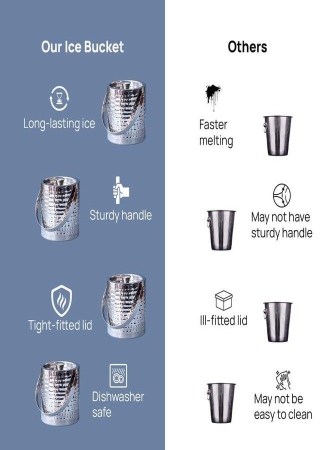 Nestroots Stainless Steel Ice Bucket | 18X12 Inches Double-Walled Insulated Ice Holder for Chilling Drinks at Bar Counters & Home Parties | Silver Finish Ice Container for Entertaining & Serving - Image 5