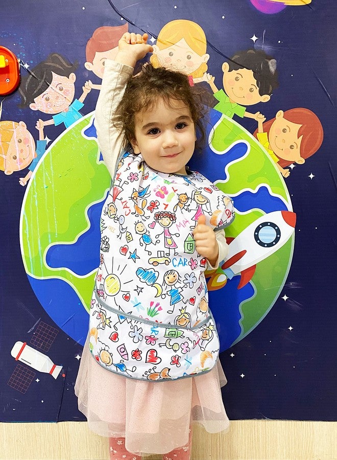 Yorni Kids Art Smock, Waterproof Painting Smock for Boys & Girls Ages 3-6, Soft Fabric with Pocket, Made in Turkey (Family) - Image 2