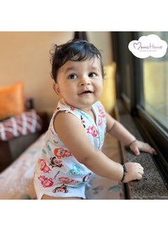 MOM'S HOME Moms Home Baby Unisex Organic Cotton Muslin Jhabla & Nappy | Set Of 5 (0-3 Months)  - Image 3