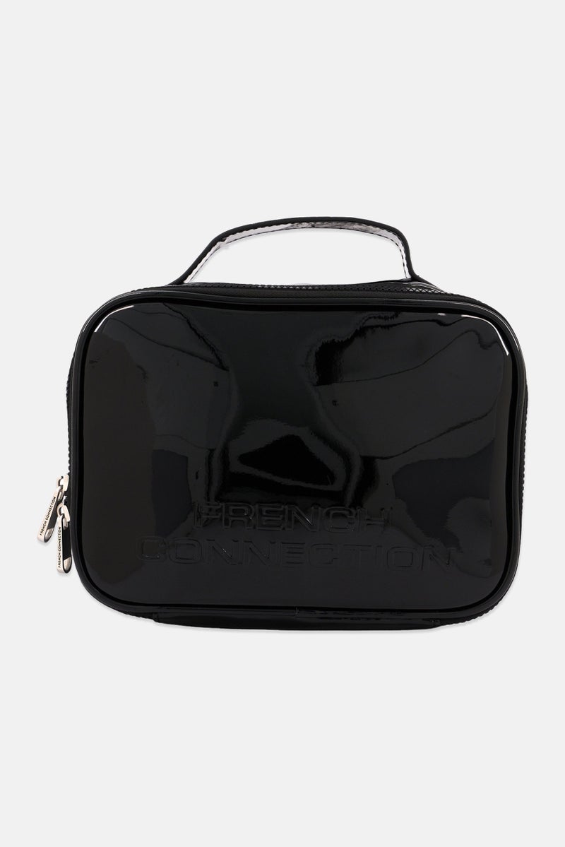 Women Brand Logo Vanity Bag, Black