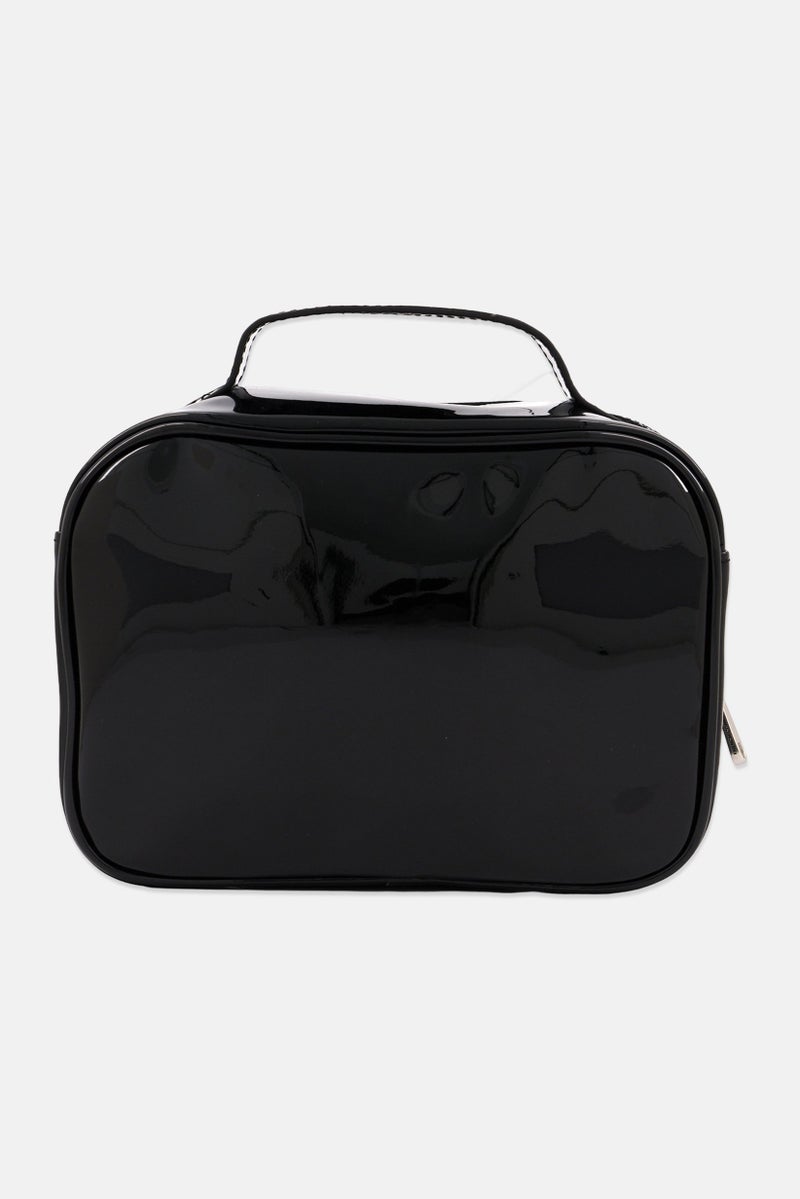 Women Brand Logo Vanity Bag, Black