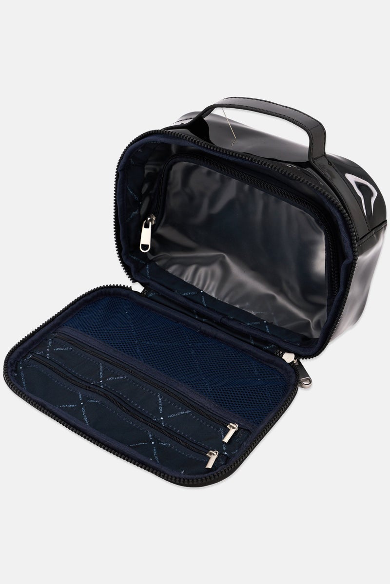 Women Brand Logo Vanity Bag, Black