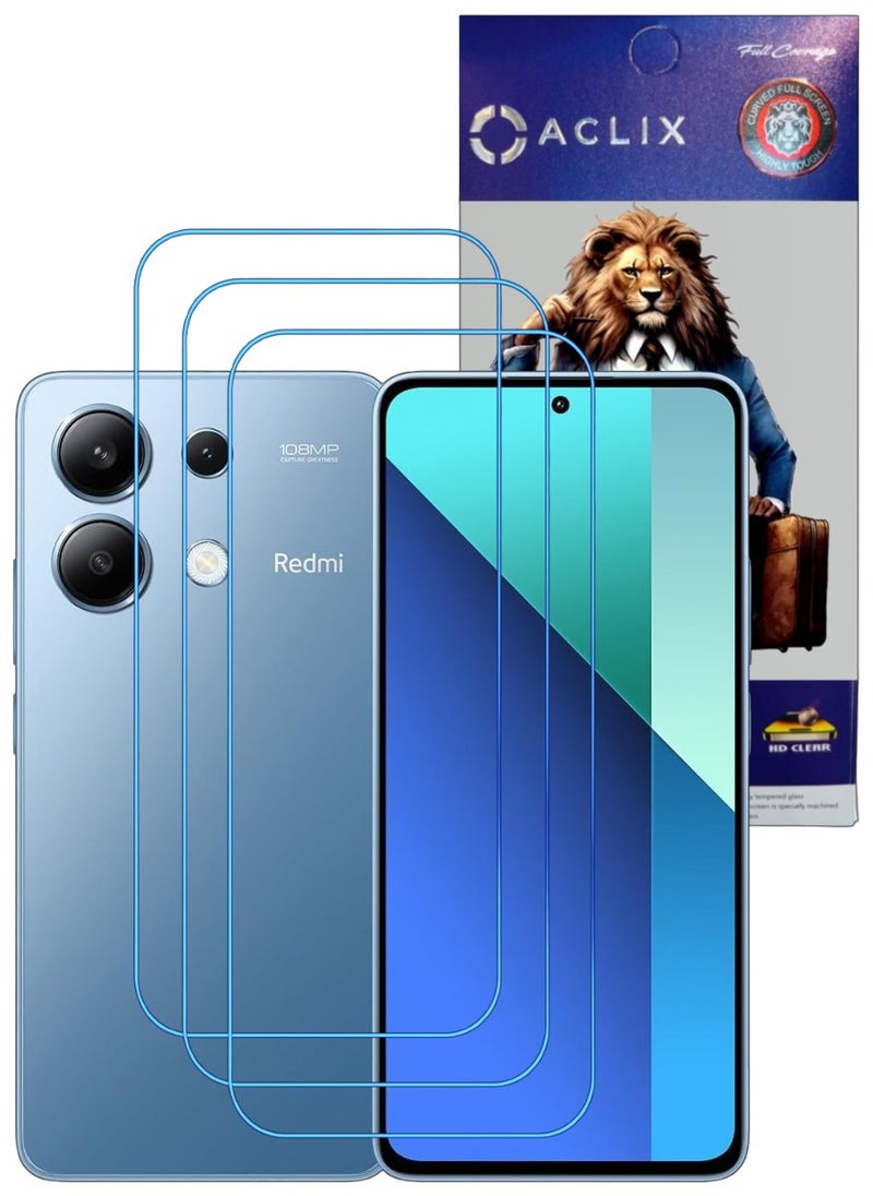 ACLIX 3 Pieces Antistatic ESD Dustproof Premium Quality High Definition Clear Tempered Glass Screen Protector Designed For Xiaomi Redmi Note 13 - Image 1
