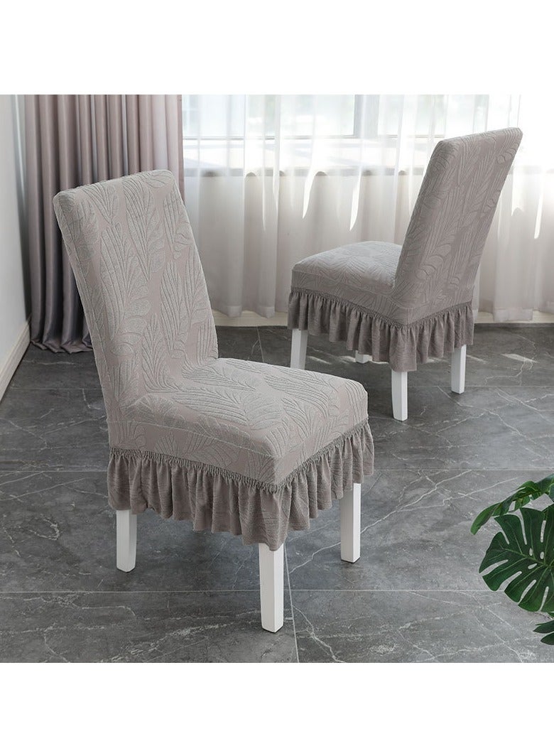 Chair Cover with Skirt Set of 6pcs-Elastic Jacquard Chair Cover,Thickened Stretch Chair Slipcover Protector for Dining Room Restaurant  - Image 1