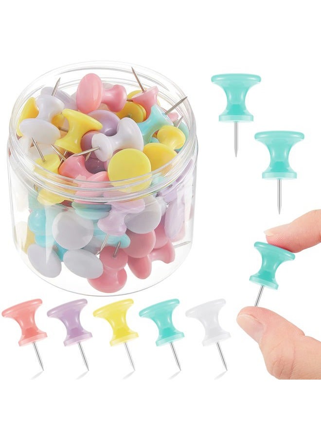 Outus 60 Pieces Giant Push Pins Large Thumb Tacks Jumbo Push Pins 1 Inch Plastic Heads Pins for Cork Board Map Posters Office School(Red, Yellow, Blue, Green, White) - Image 1