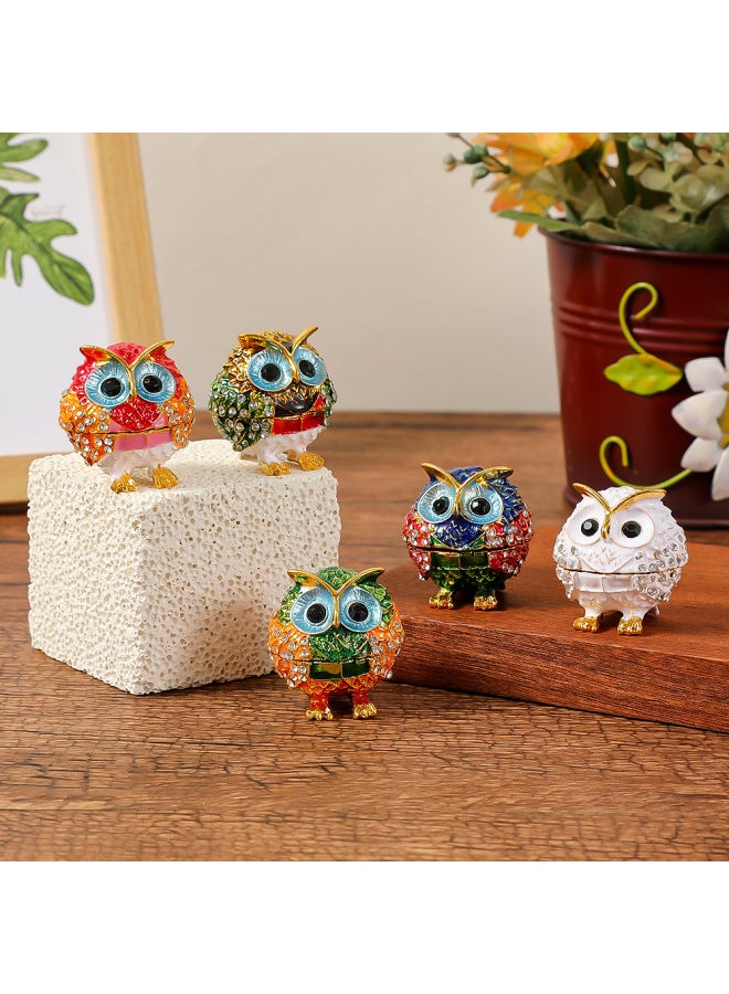 3.5*3.5cm | Luxury Owl-Shaped Jewelry Box & Pendant | Blue and Red Color, Intricate Metal Craft, Velvet Lining | Decorative Desktop Organizer for Rings, Earrings | Elegant Gift for Women & Girls - Image 2
