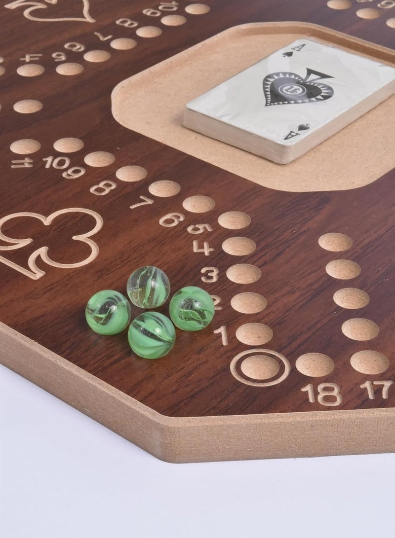 Brown Jackaroo Wooden Game with Strong  Carrying Case for Strategic Planning - 4 Player  Wooden Jacaro Board Game with Glass Balls  and CardsWooden Jackaroo Toy - 38.5 x 33.6cm - Image 2