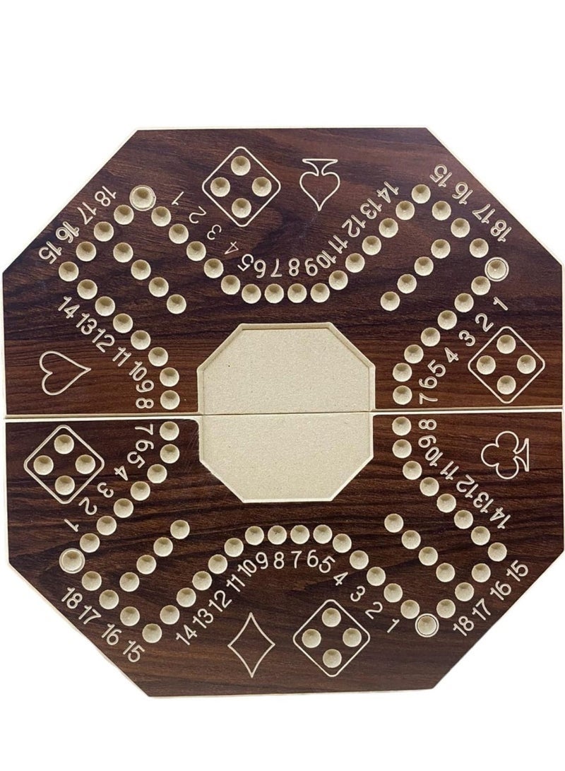 لعبة جاكارو خشبية بنيّة مع حقيبة قوية الحمل -   للتخطيط الاستراتيجي لأربعة لاعبين  مع كرات زجاجية وبطاقات - حجم اللعبة 38.5 × 33.6 سم - Image 4