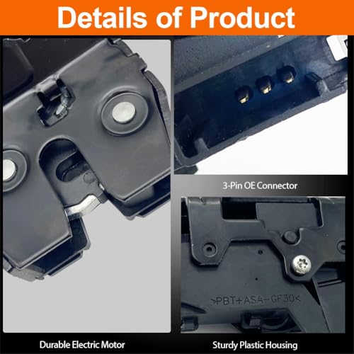 VEELECP Trunk Latch Compatible with 2015-2019 Escalade Suburban Tahoe Yukon Trax Yukon XL Encore, 2012-2020 Sonic Rear Tailgate Liftgate Lock Actuator - 3 Pins Manual - Image 3