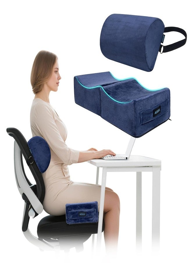 AOSSA BBL Pillow After Surgery, Brazilian Butt Lift Recovery Kit, Booty & Back Support Cushion, Foam Butt Pillows for Sitting Driving, Travel Lifting Seat Cushions, Post Surgery Wedge Pillows (Blue) - Image 1
