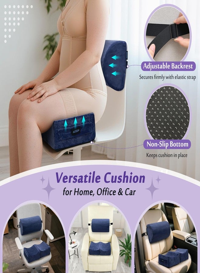 AOSSA BBL Pillow After Surgery, Brazilian Butt Lift Recovery Kit, Booty & Back Support Cushion, Foam Butt Pillows for Sitting Driving, Travel Lifting Seat Cushions, Post Surgery Wedge Pillows (Blue) - Image 3