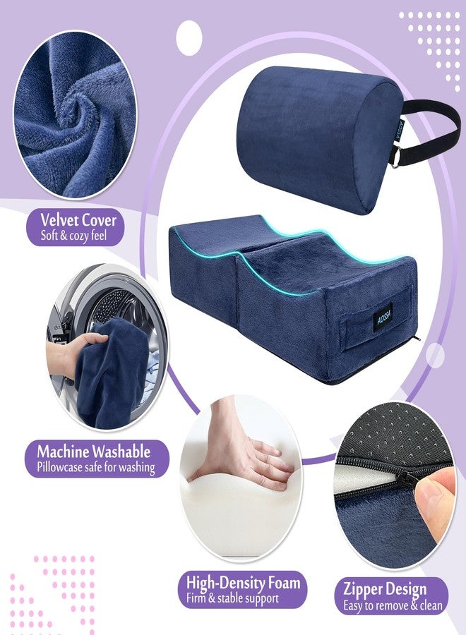 AOSSA BBL Pillow After Surgery, Brazilian Butt Lift Recovery Kit, Booty & Back Support Cushion, Foam Butt Pillows for Sitting Driving, Travel Lifting Seat Cushions, Post Surgery Wedge Pillows (Blue) - Image 5