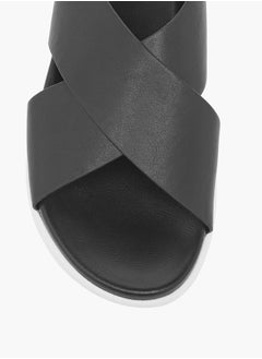 Le Confort Women's Solid Cross Strap Sandals With Hook And Loop Closure  - Image 4