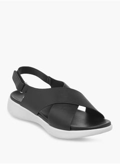 Le Confort Women's Solid Cross Strap Sandals With Hook And Loop Closure  - Image 2