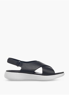 Le Confort Women's Solid Cross Strap Sandals With Hook And Loop Closure  - Image 3