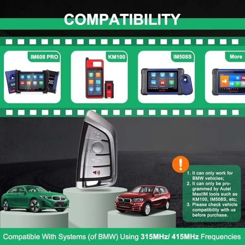 Autel Universal Key Fob for BMW, MaxiIM IKEY IKEYBW004AL, OE-Quality Smart Key Replacement, Vehicle Blank Key, Work with KM100, IMMO Learning, Key Creation/Clone, Chip Read/Write - Image 4