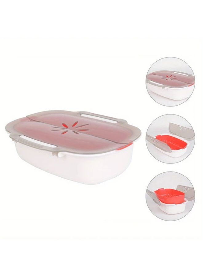 Red And White Versatile Microwave Steamer for Vegetables Fish Meat - Image 5