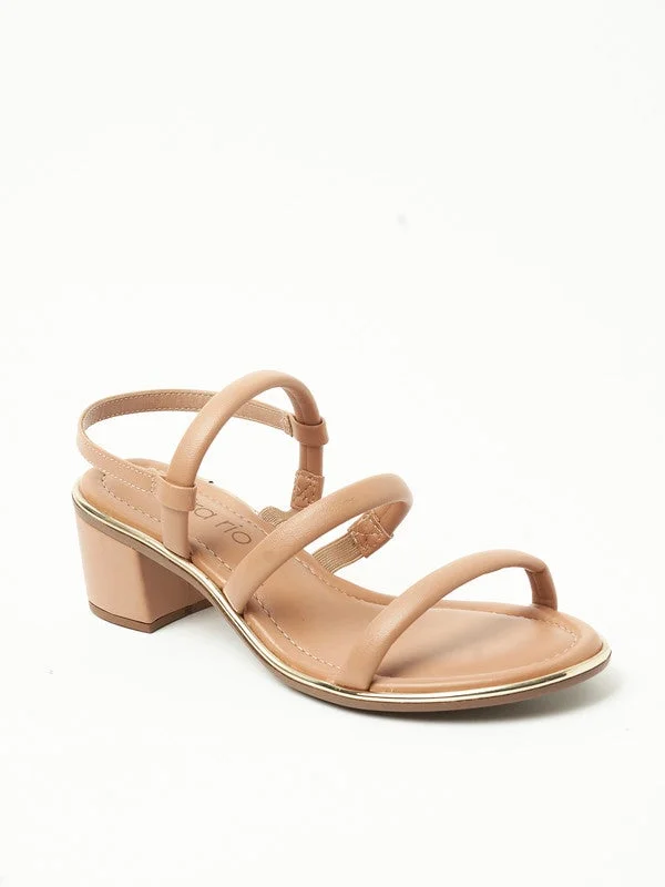 Beira Rio Beira Rio Ladies Mid Heel Sandals Tan | Made In Brazil
