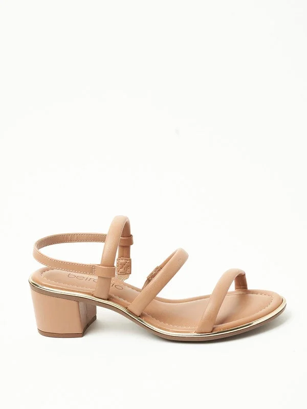 Beira Rio Ladies Mid Heel Sandals Tan | Made In Brazil