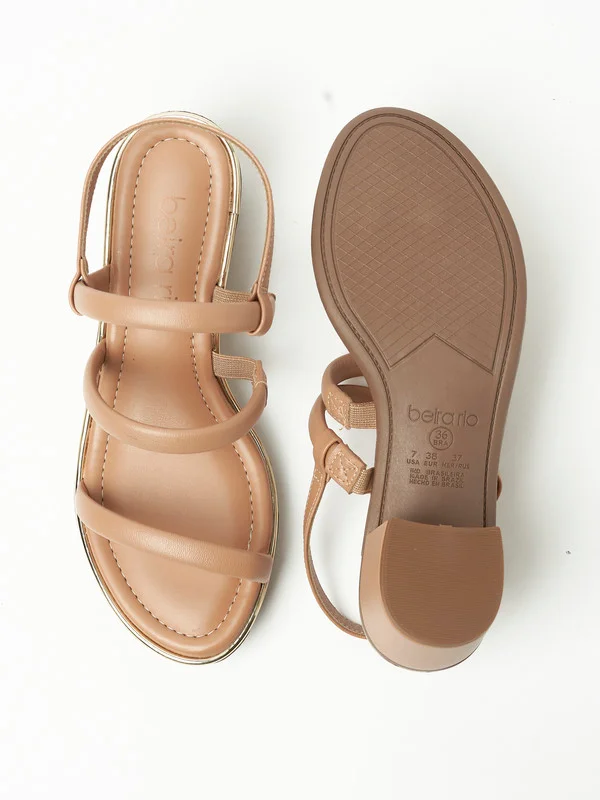 بيرا ريو Beira Rio Ladies Mid Heel Sandals Tan | Made In Brazil