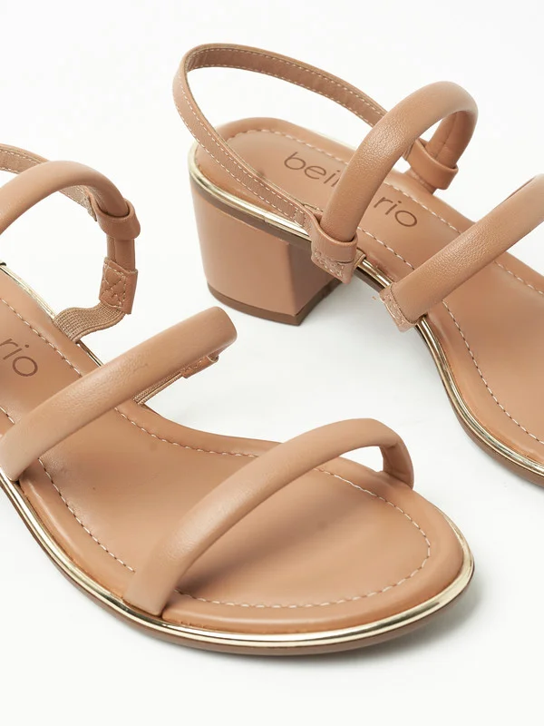 بيرا ريو Beira Rio Ladies Mid Heel Sandals Tan | Made In Brazil