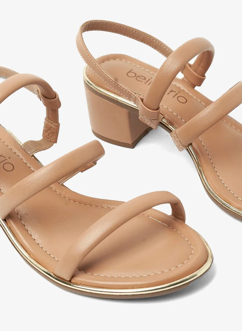 Beira Rio Beige Beira Rio Ladies Mid Heel Sandals Tan | Made In Brazil for Women | Best Price UAE