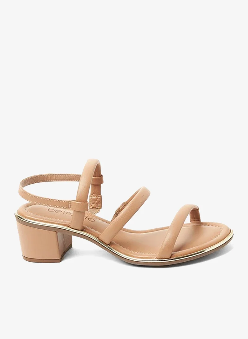 Beira Rio Beige Beira Rio Ladies Mid Heel Sandals Tan | Made In Brazil for Women | Best Price UAE