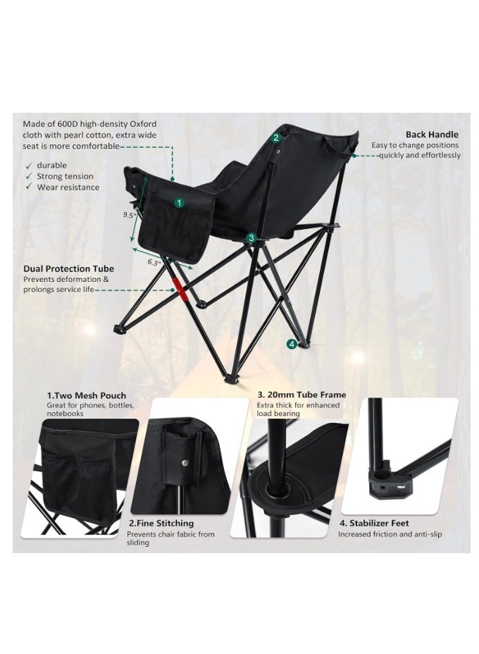 OASIS-TH Beach Chair,Camping Chairs,Portable Lightweight Camping Chair with Side Pocket, Foldable Backpacking Chair Ultra Durable for Outdoor Hiking Beach Travel With Carrying Bag - Image 5