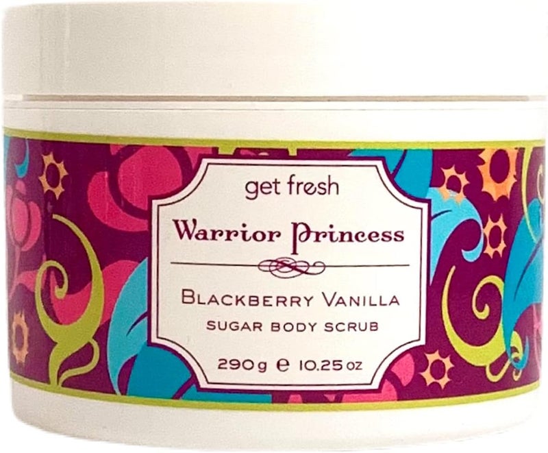 Get Fresh Sugar Body Scrub Warrior Princess Blackberry Vanilla Smoothing Exfoliator Dry Flaky Skin Moisturising 290g