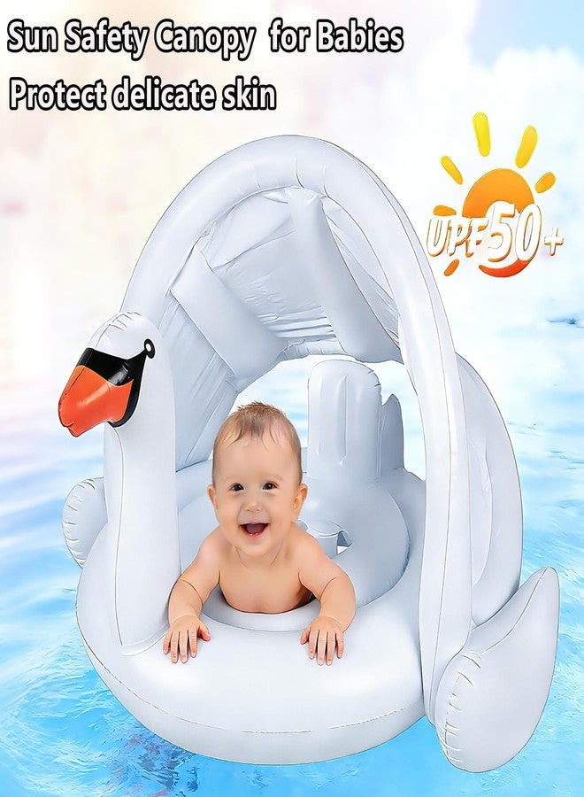 NMM Swan Baby Floats with Canopy, Swan Pool Float with Back Holder & Wings Airbag, Inflatable Swimming Ring for 6-36 Months Toddler,Water Party Supplies & Decor for Summer - White - Image 4