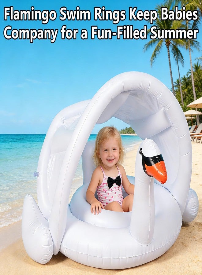 NMM Swan Baby Floats with Canopy, Swan Pool Float with Back Holder & Wings Airbag, Inflatable Swimming Ring for 6-36 Months Toddler,Water Party Supplies & Decor for Summer - White - Image 5