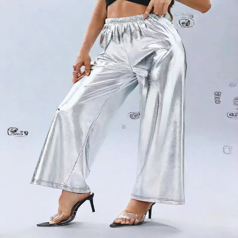 Women's High Waist Loose Wide Leg Trousers Casual Pants - Image 2