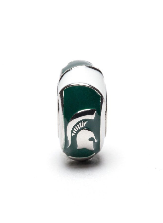 Stone Armory Bead for MSU Spartans- Michigan State University Bead Features Green Spartan - Stainless Steel Compatible with Pandora Bracelets - MSU Jewelry - Gift for Fans & Alumni - Image 2