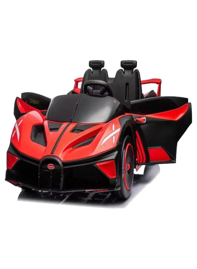 Bugatti سيارة بوجاتي بوليد 24 فولت للأطفال مع جهاز تحكم عن بُعد للوالدين - مقعدين - أحمر - Image 2