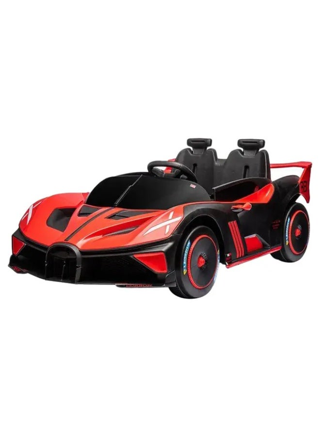 Bugatti سيارة بوجاتي بوليد 24 فولت للأطفال مع جهاز تحكم عن بُعد للوالدين - مقعدين - أحمر - Image 4