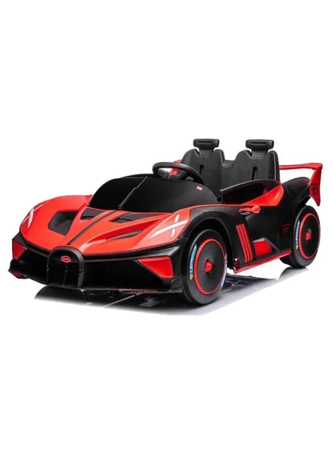 Bugatti سيارة بوجاتي بوليد 24 فولت للأطفال مع جهاز تحكم عن بُعد للوالدين - مقعدين - أحمر - Image 1