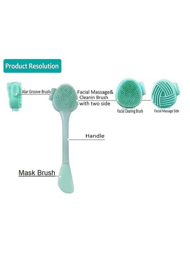 MobFest فرشاة تنظيف الوجه السيليكونية 4 في 1 من موبي فست | مزيل البثور السوداء المهدئ | فرشاة تنظيف الوجه الصديقة للبشرة | متعددة الألوان - Image 3