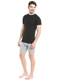 BYC MEN'S O-NECK COTTON UNDERSHIRT (PACK OF 3) - BLACK  - Image 4