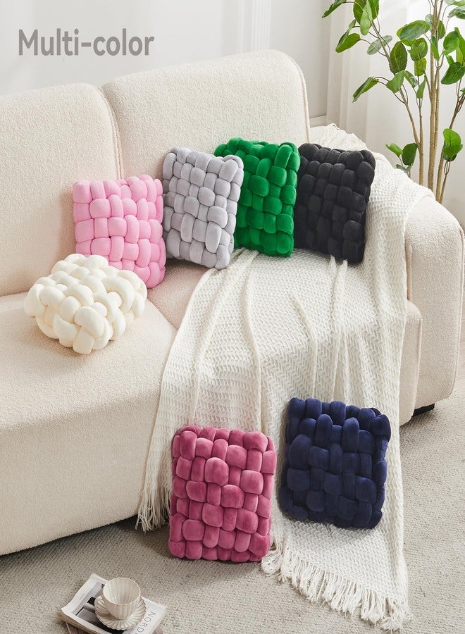 JELLYMONI وسادة جيليموني الرمادية على شكل مربع، وسادة زخرفية صغيرة الحجم للمنزل، وسادة زخرفية للوسائد، ديكور مخملي ناعم مربوط للغرفة والأريكة (S- 11.8"×11.8"×3.5"، رمادي) - Image 4